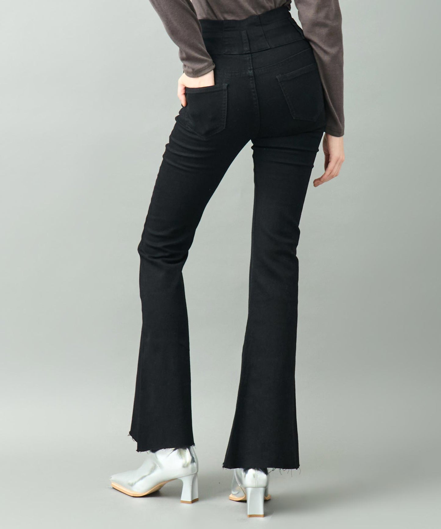 ハイウエスト ストレッチ フレア パンツ 792-8101