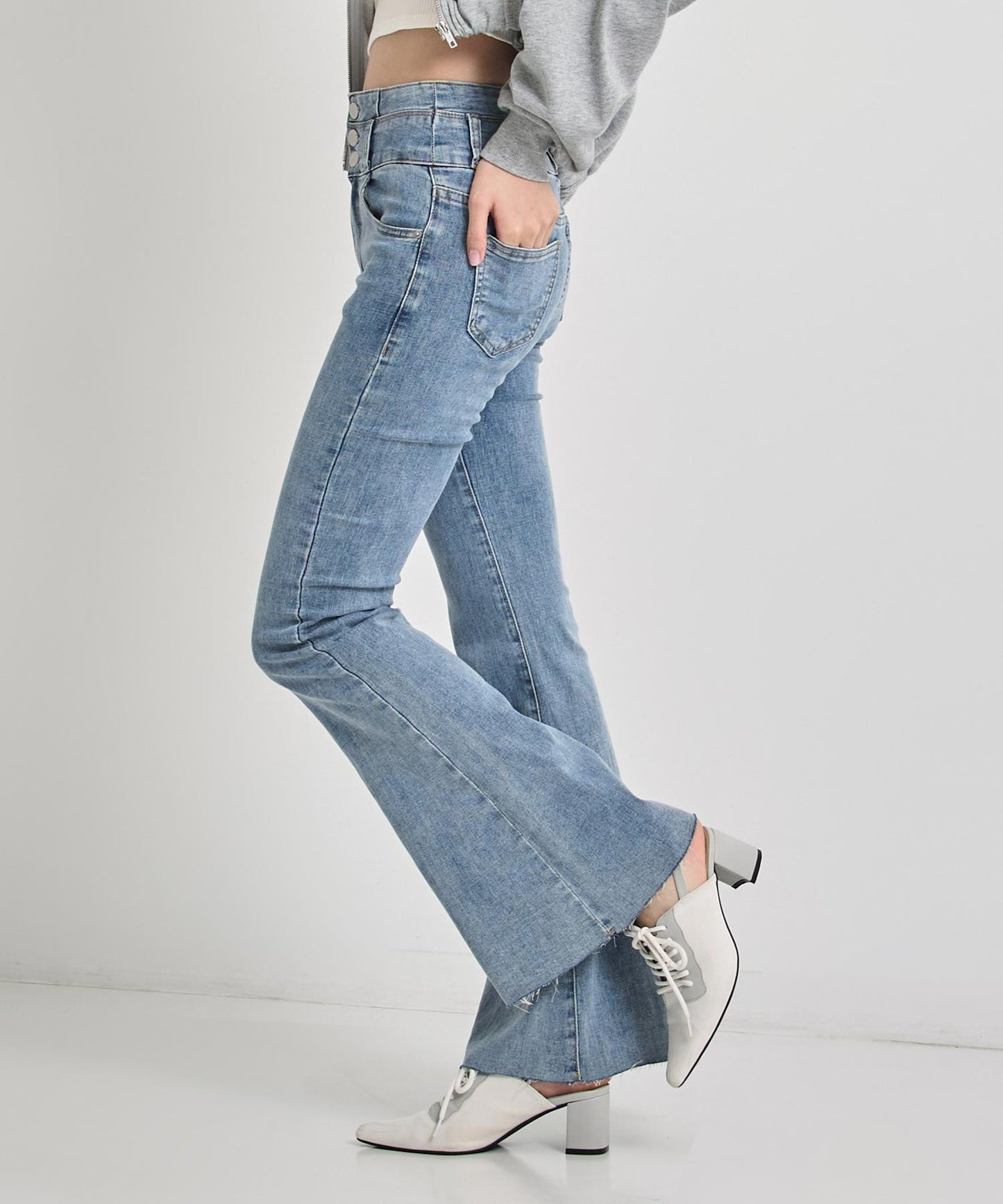 ハイウエスト ストレッチ フレア パンツ 792-8101