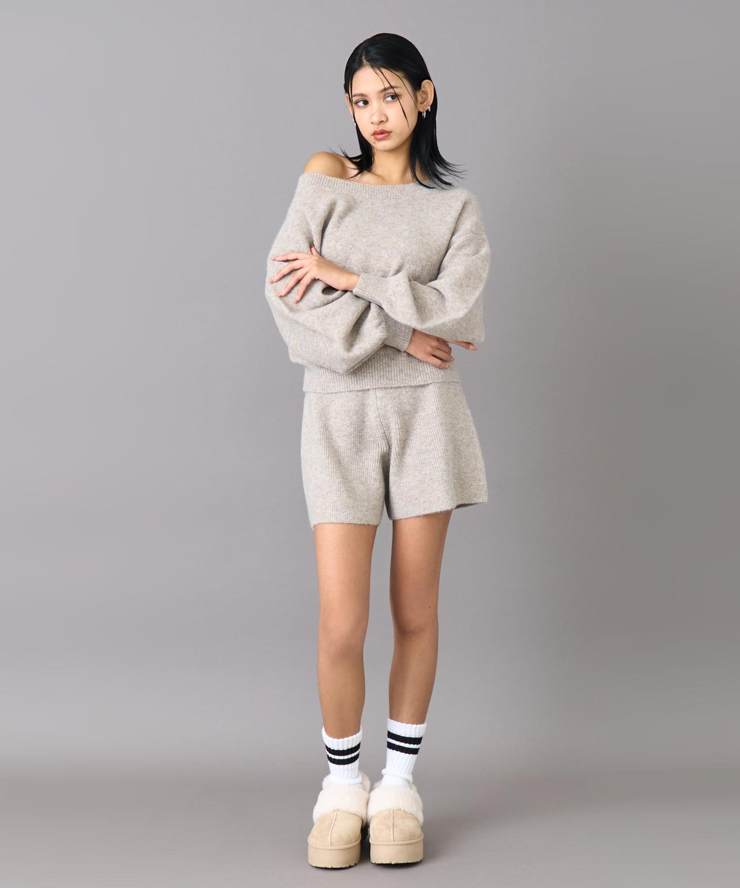 アルパカライク ニット ショート パンツ 792-9398