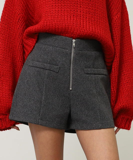 ウールタッチ ジップ デザイン ショート パンツ 792-9418