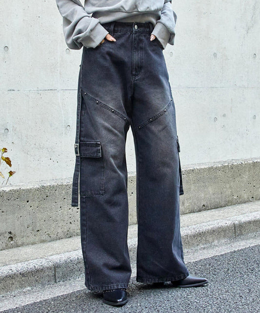 スタッズ デザイン カーゴ デニムパンツ  792-9436