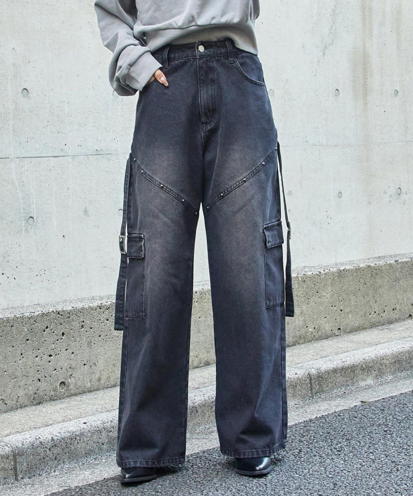 スタッズ デザイン カーゴ デニムパンツ  792-9436