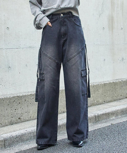 スタッズ デザイン カーゴ デニムパンツ  792-9436