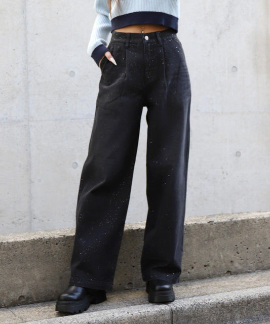 ラメ タック デニム パンツ 792-9437