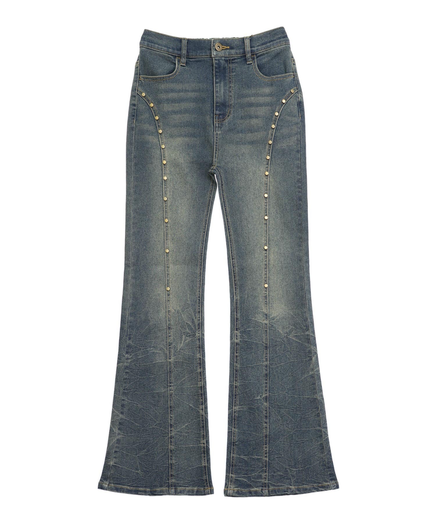 nnzeneznnスタッズ付きブラックフレアデニム スタッズ ポイントフレア デニムパンツ 792-9440 – ANAP オンライン