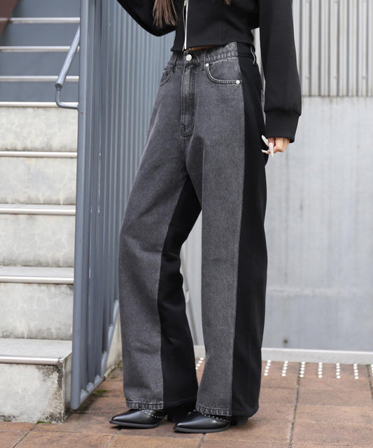 裏毛 切り替え  デニムパンツ 792-9442
