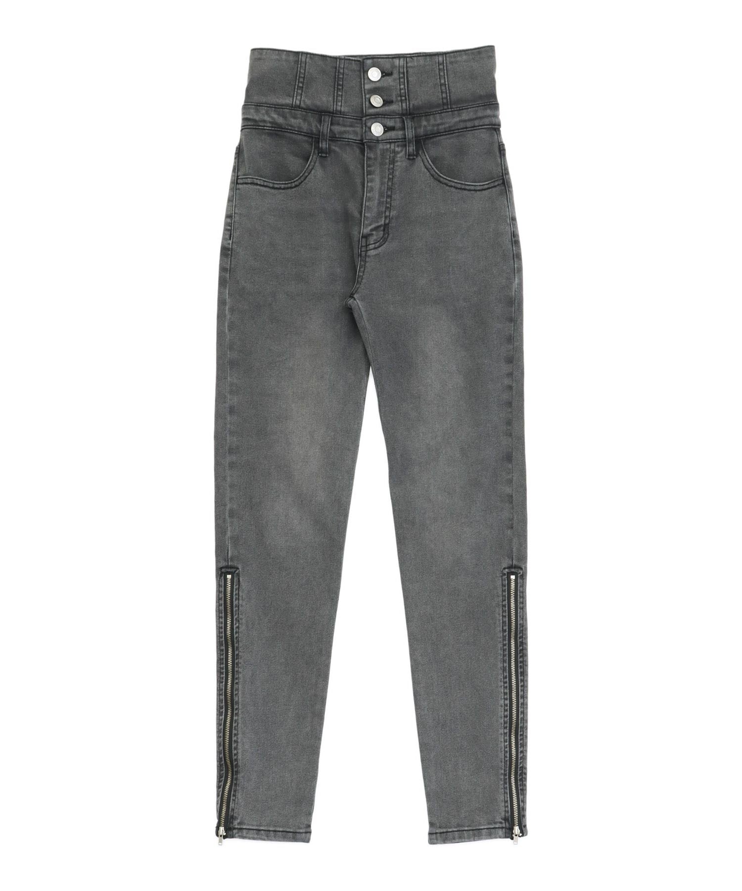 裾ジップ × レース 2WAY 三つボタン デニム スキニーパンツ 792-9484