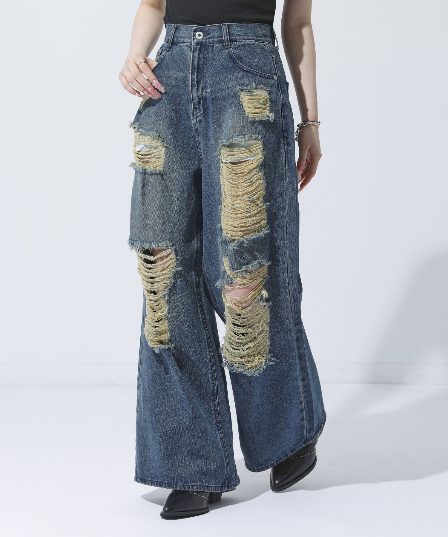 ダメージデニム ワイドパンツ 792-9525 – ANAP オンラインショップ