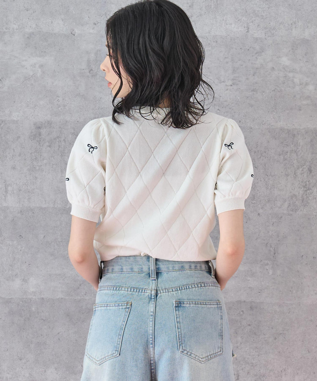 ミニリボン 刺繡 ニット トップス 793-9221
