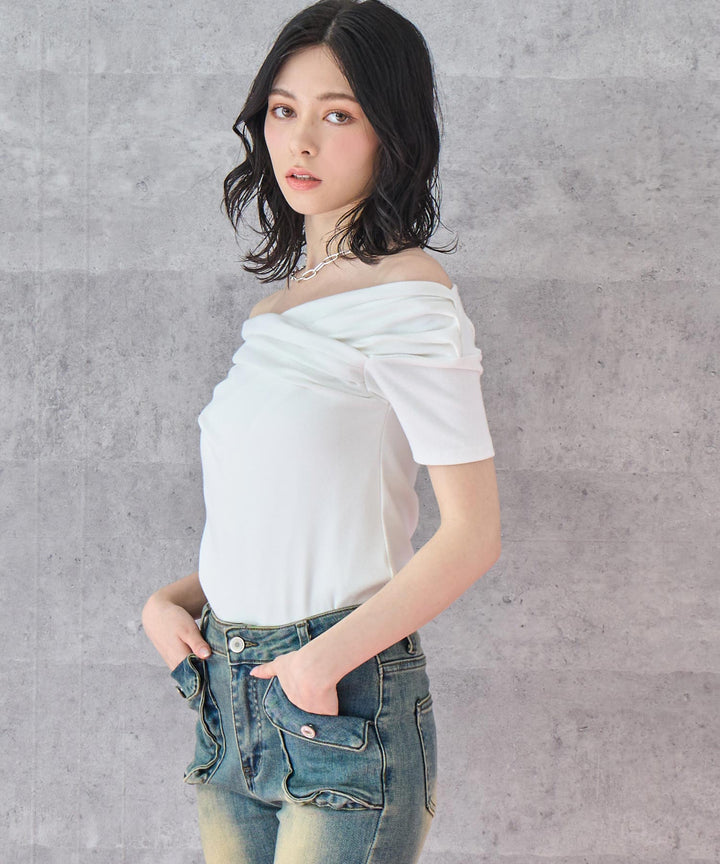 スムース 天竺 オフショル Tシャツ トップス 793-9224