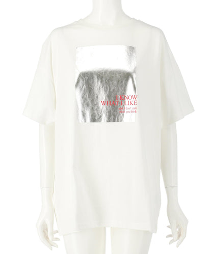 メタリック 箔 プリント × カラー ロゴ オーバー サイズ Tシャツ 793-9227