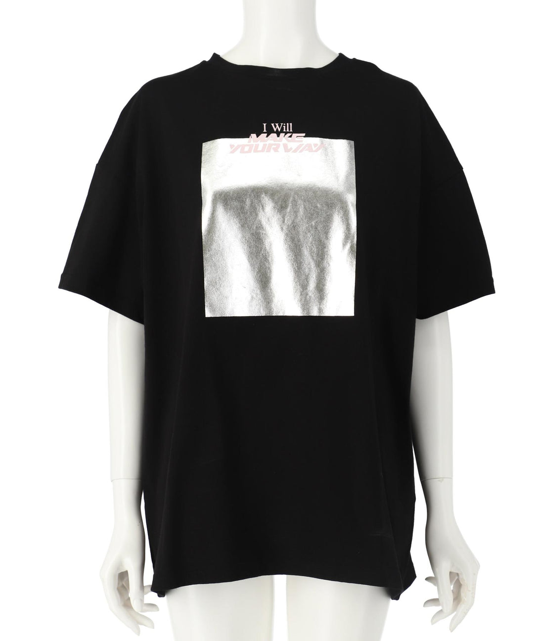 メタリック 箔 プリント × カラー ロゴ オーバー サイズ Tシャツ 793-9227