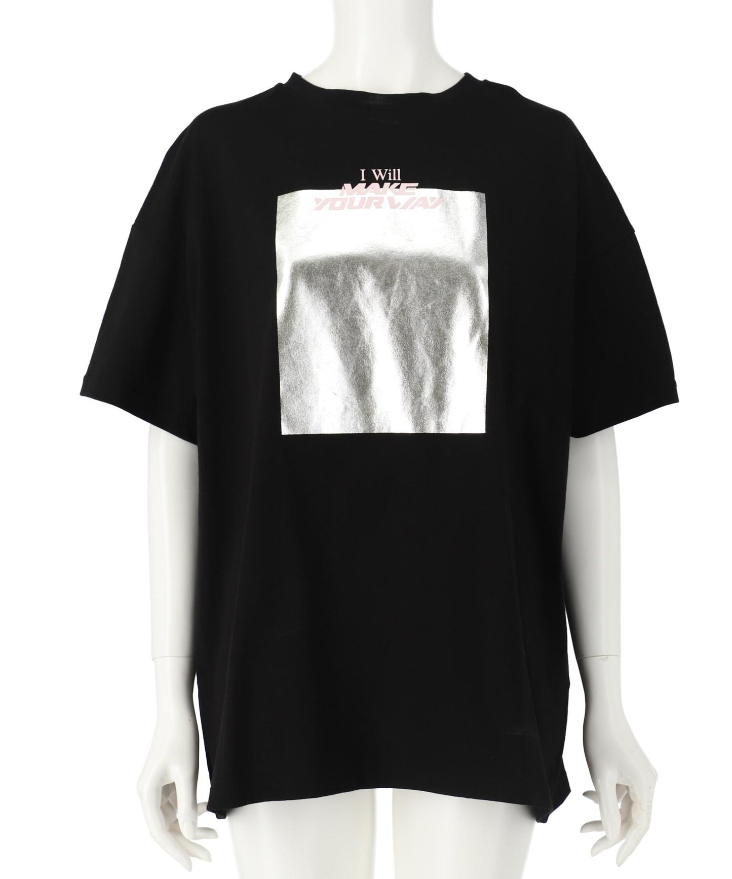 メタリック 箔 プリント × カラー ロゴ オーバー サイズ Tシャツ 793-9227