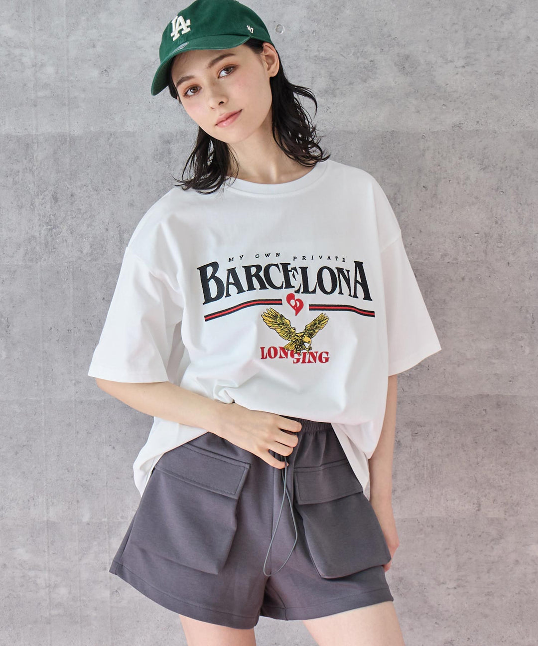 BARCELONA イーグル 刺繍ロゴ Tシャツ 793-9235
