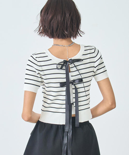 2WAY リボン リブ Tシャツ トップス 793-9239