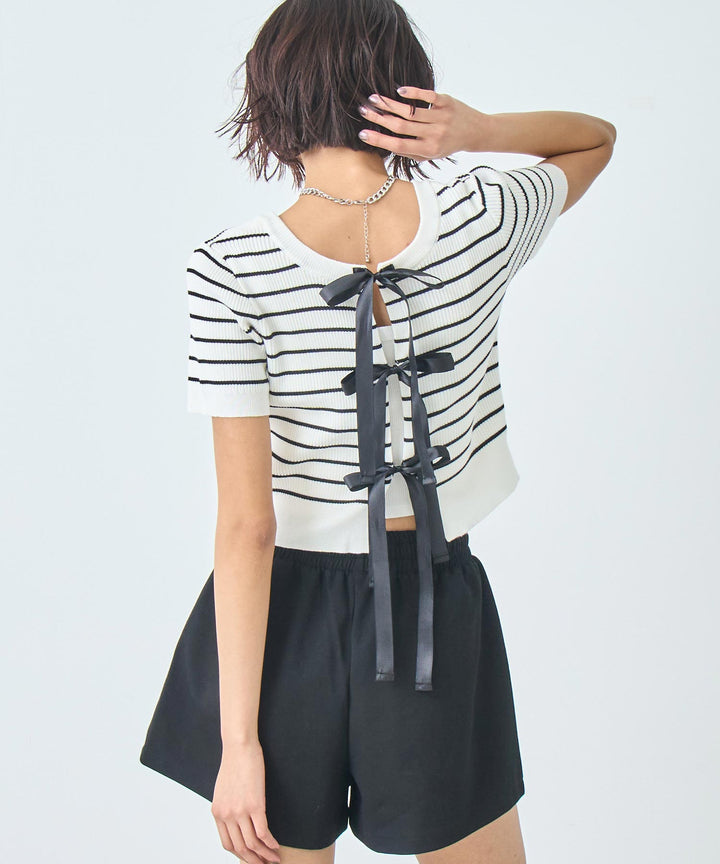 2WAY リボン リブ Tシャツ トップス 793-9239
