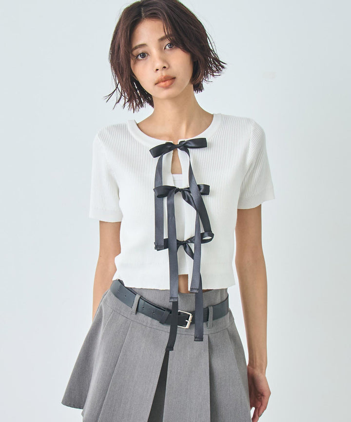 2WAY リボン リブ Tシャツ トップス 793-9239