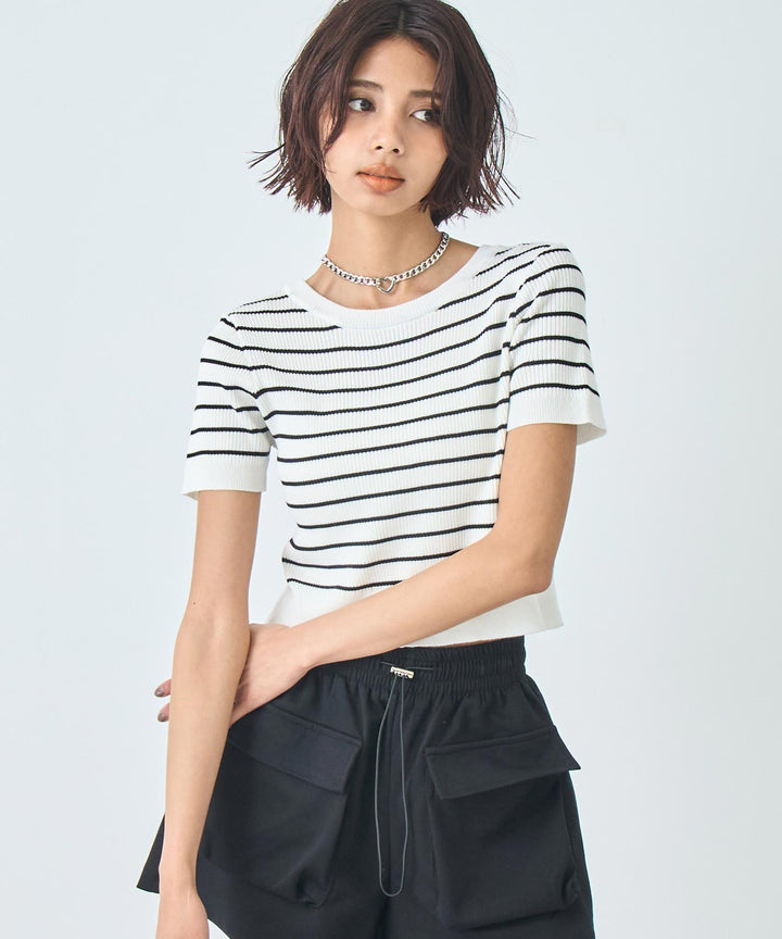 2WAY リボン リブ Tシャツ トップス 793-9239