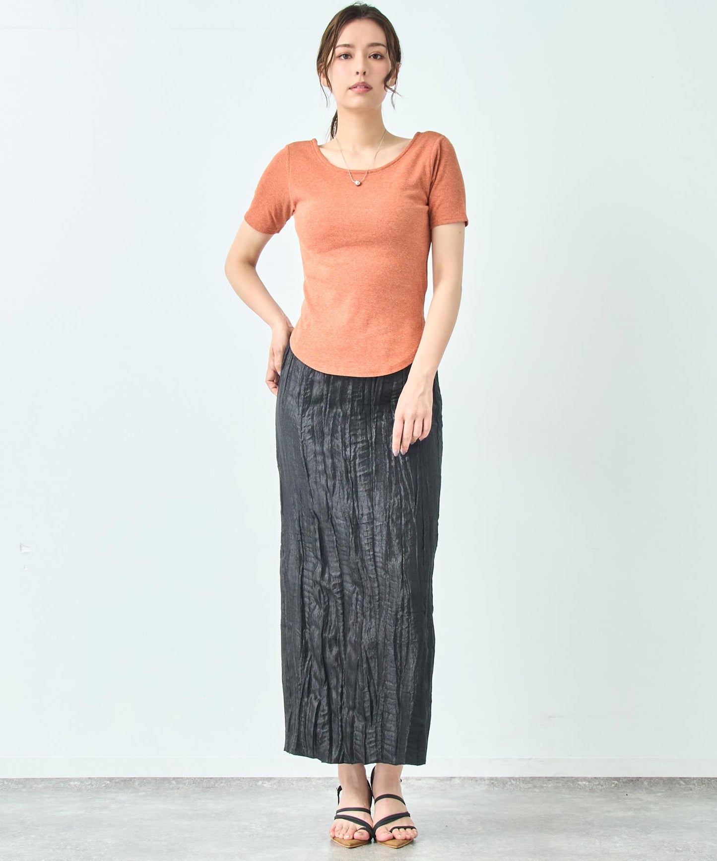 カップ付き バックオープン 半袖 Tシャツ トップス 793-9255