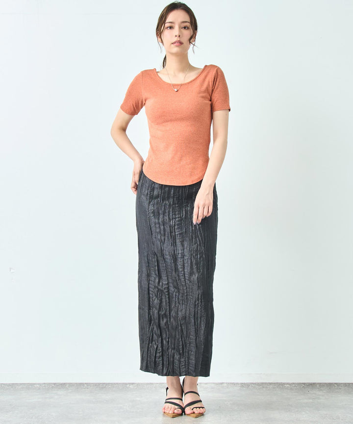 カップ付き バックオープン 半袖 Tシャツ トップス 793-9255