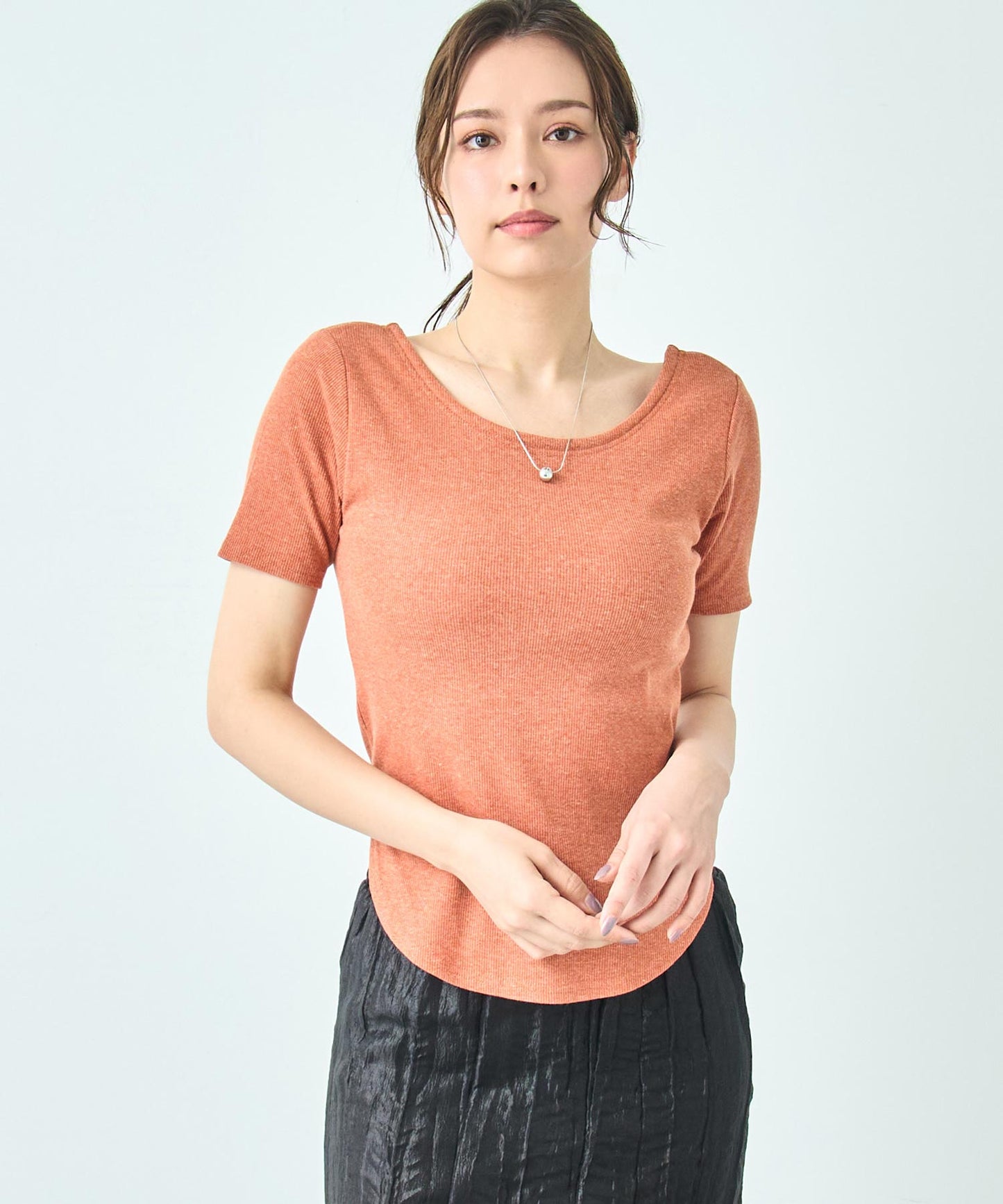 カップ付き バックオープン 半袖 Tシャツ トップス 793-9255
