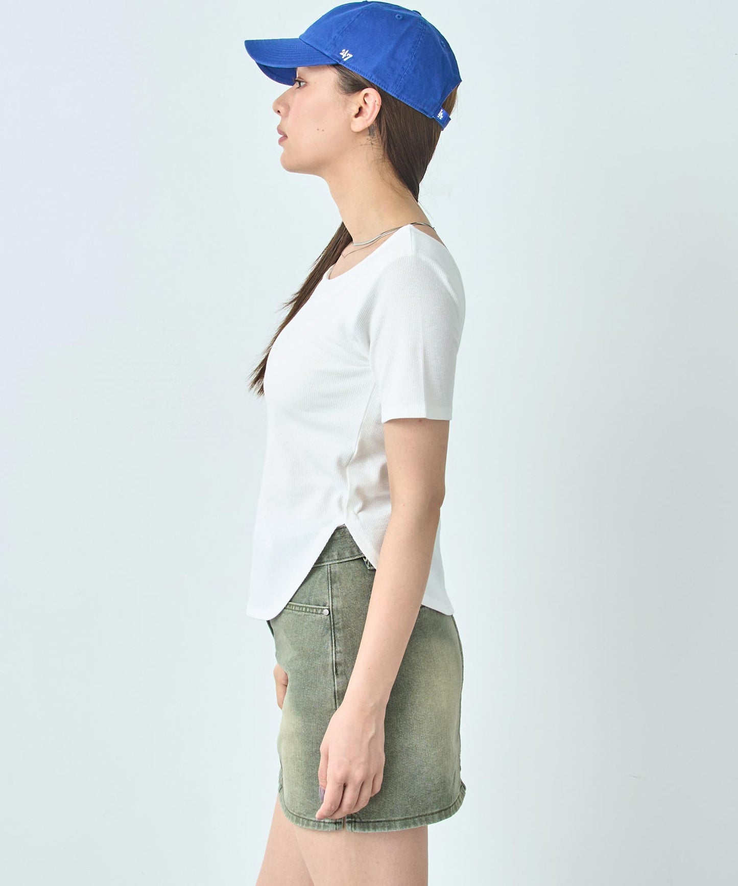 カップ付き バックオープン 半袖 Tシャツ トップス 793-9255