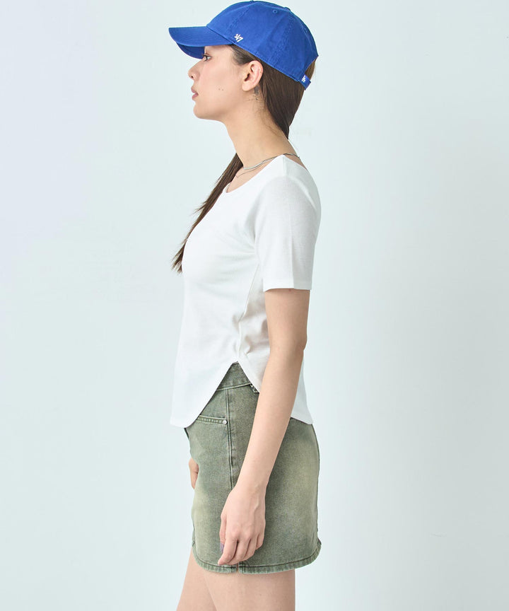 カップ付き バックオープン 半袖 Tシャツ トップス 793-9255