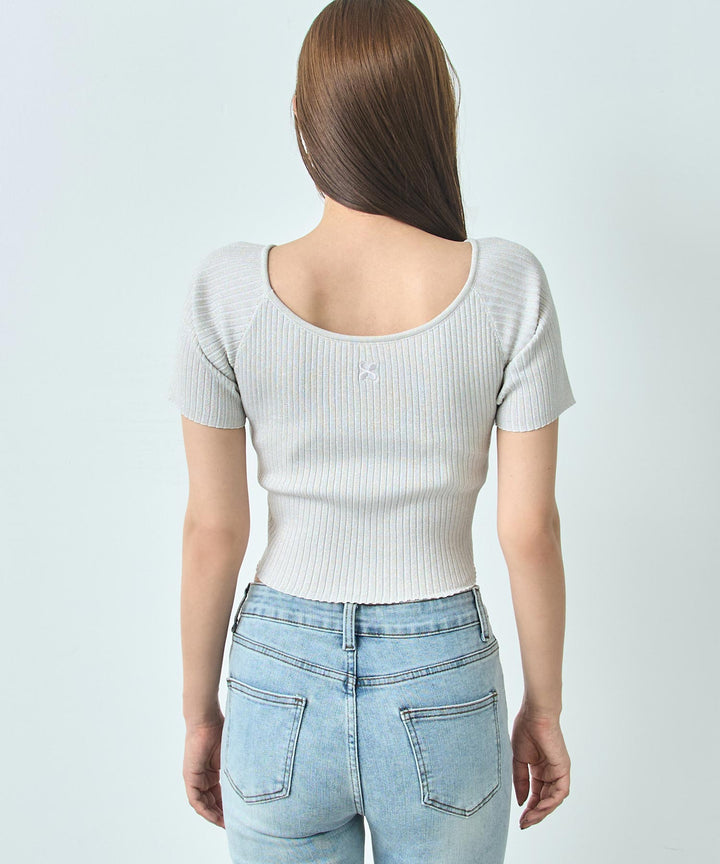 ラメ クロップド ２WAY クロス デザイン ニット トップス 793-9268
