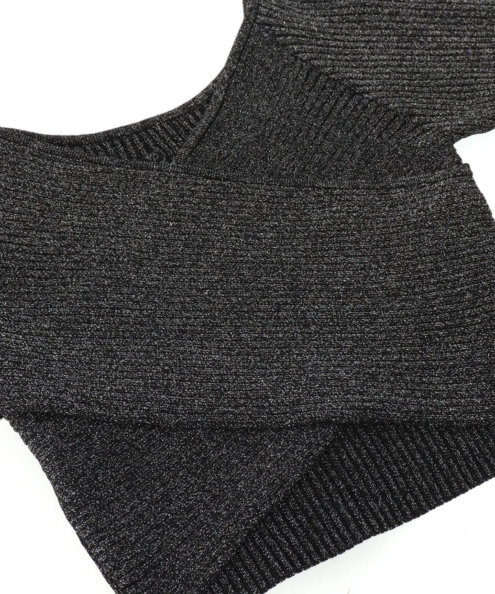 ラメ クロップド ２WAY クロス デザイン ニット トップス 793-9268