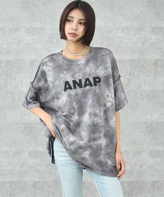 ミニ 裏毛 マーブル タイダイ柄 ロゴ Tシャツ 【親子お揃い】  793-9299