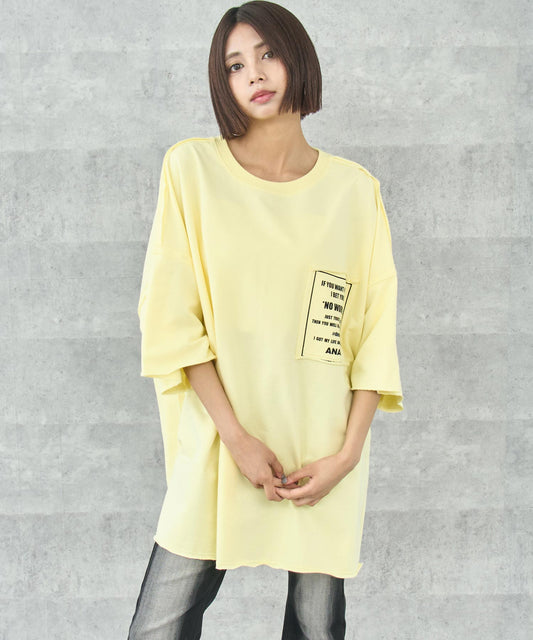 ミニ裏毛 ポケット デザイン ロゴ ビッグ Tシャツ 793-9300