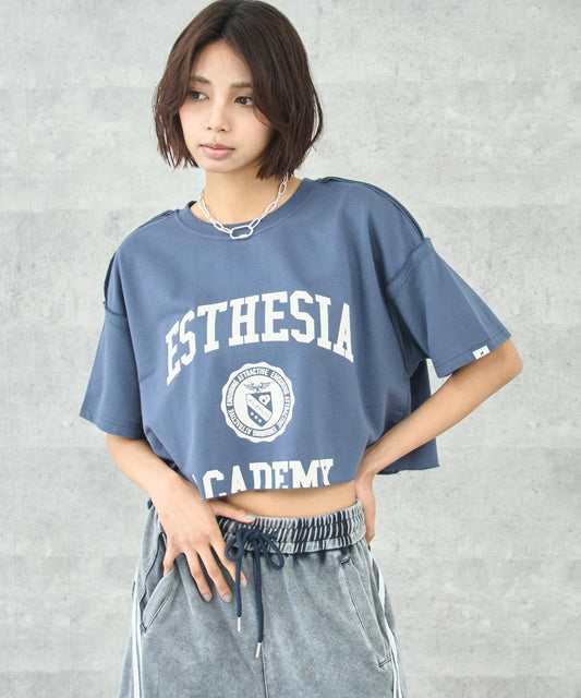 ミニ裏毛 カレッジ ロゴ クロップド Tシャツ 793-9301
