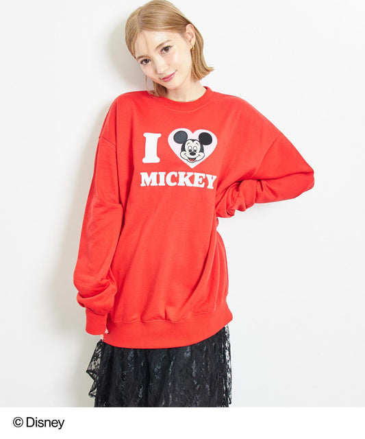 【Disney】＜Mickey＆Minnie＞ ANAP  I♥デザイン オーバーサイズ スウェット プルオーバー【親子お揃い】 793-9309