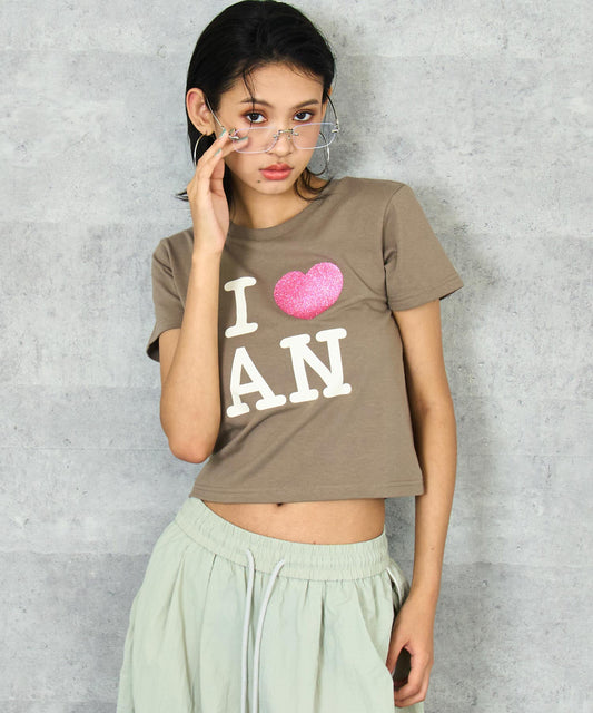 I  LOVE ラメ プリント Tシャツ 793-9325