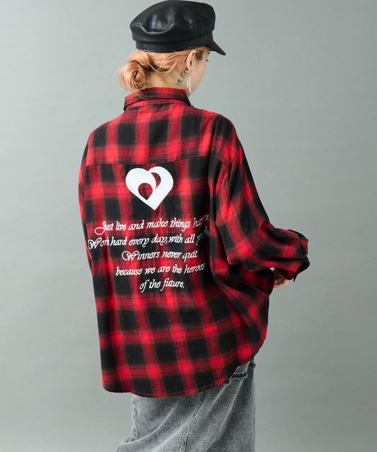 オンブレ チェック 刺繍 オーバーサイズ シャツ 793-9334