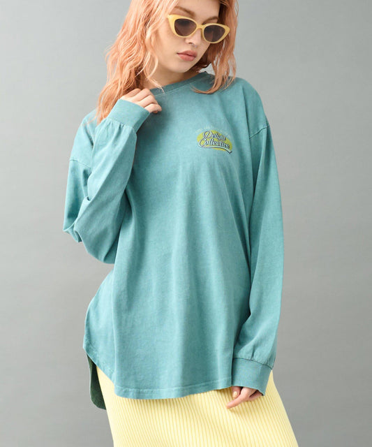 ピグメント加工 ヴィンテージ風 ロゴ ビッグ ロングスリーブ Tシャツ 793-9337