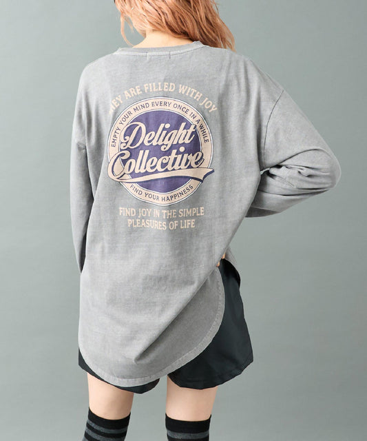 ピグメント加工 ヴィンテージ風 ロゴ ビッグ ロングスリーブ Tシャツ 793-9337