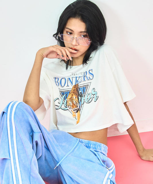 タイガー プリント ヴィンテージ風 クロップド Tシャツ 793-9340
