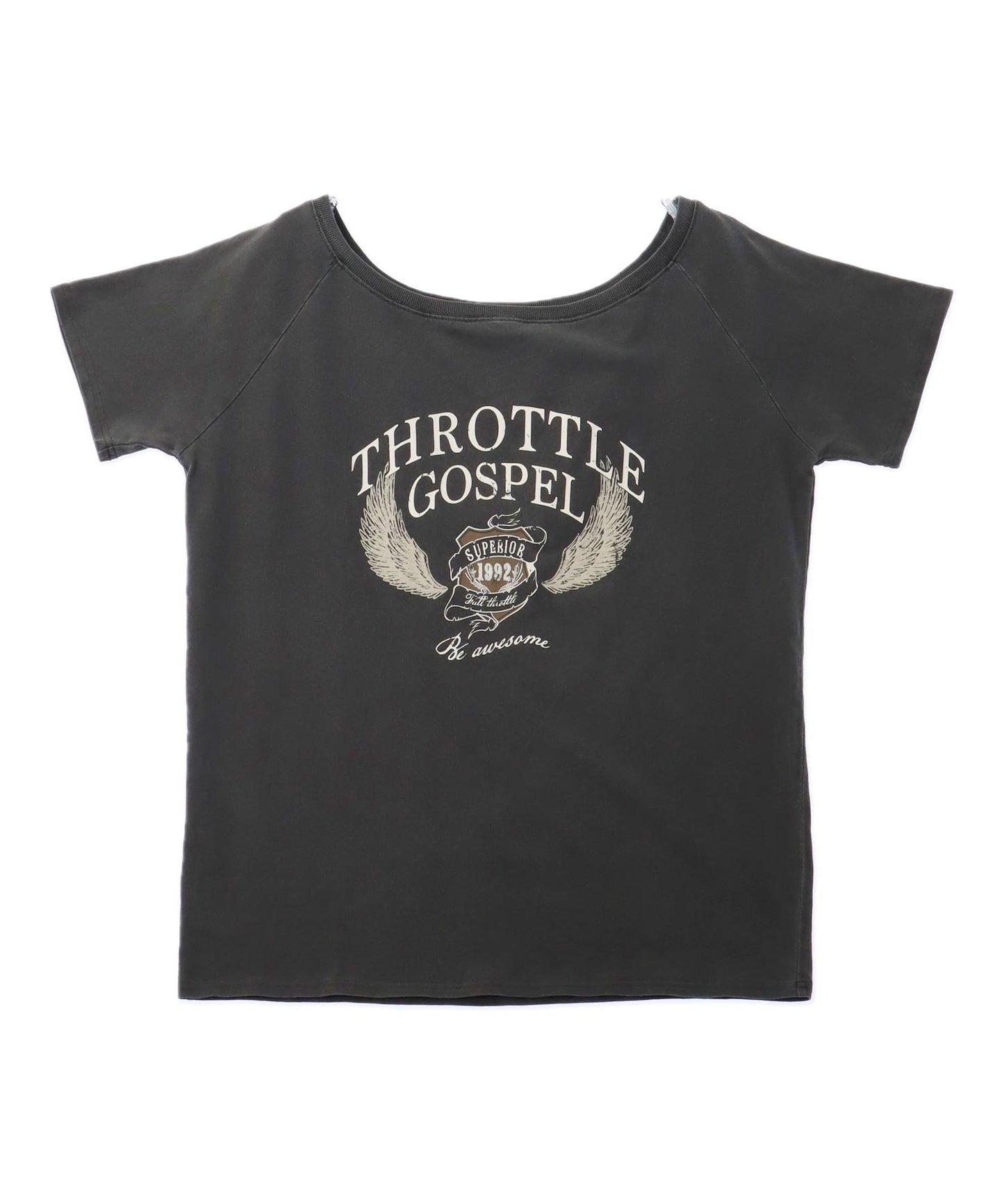ヴィンテージ風 プリント オフショルダー ビッグ Tシャツ 793-9341