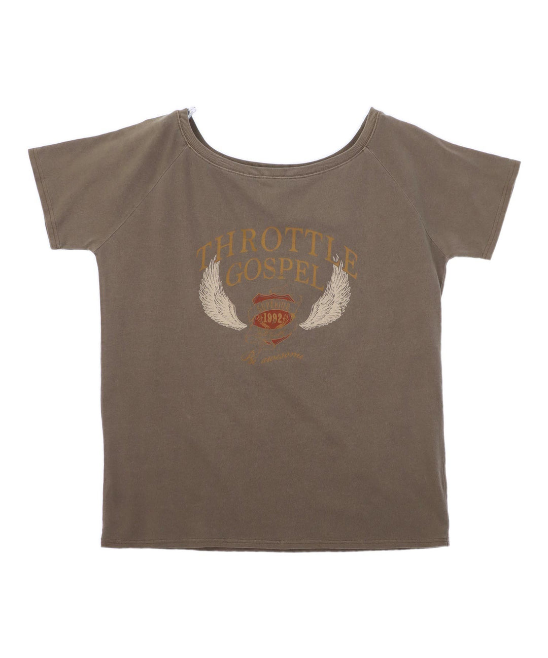 ヴィンテージ風 プリント オフショルダー ビッグ Tシャツ 793-9341
