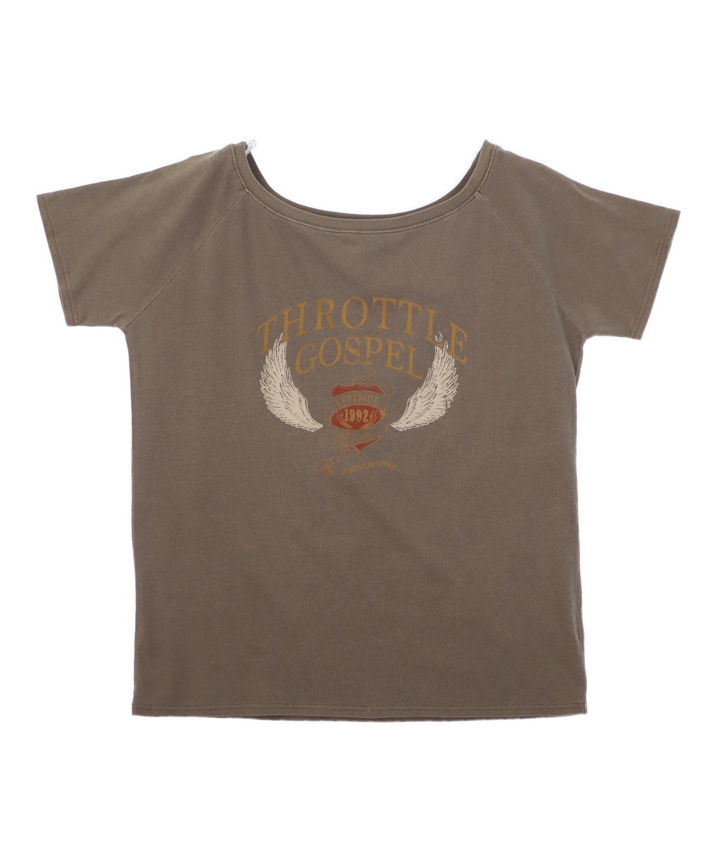 ヴィンテージ風 プリント オフショルダー ビッグ Tシャツ 793-9341