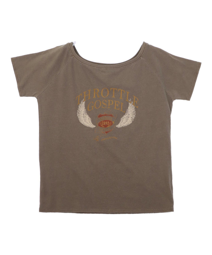 ヴィンテージ風 プリント オフショルダー ビッグ Tシャツ 793-9341