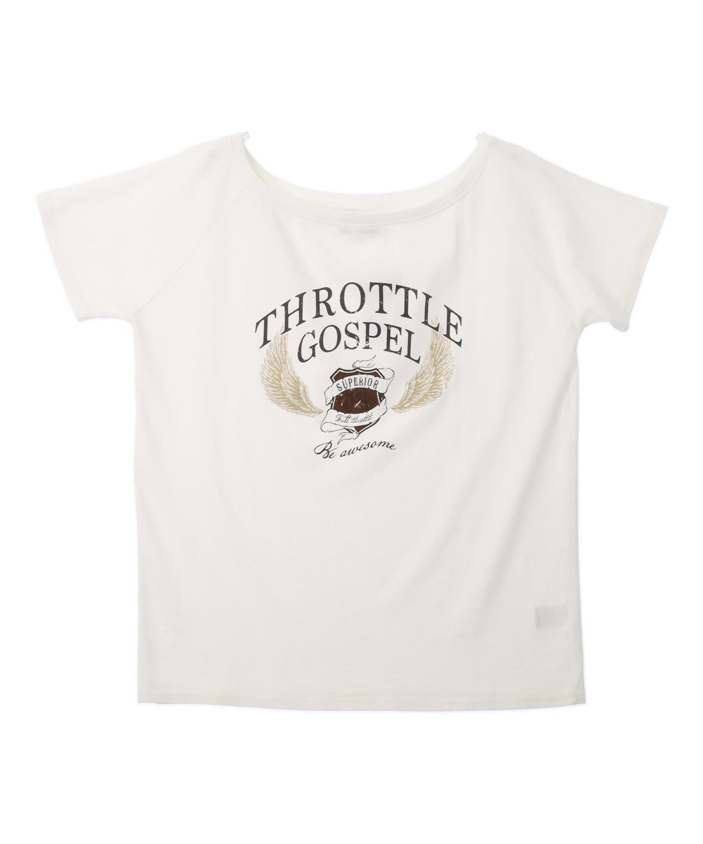 ヴィンテージ風 プリント オフショルダー ビッグ Tシャツ 793-9341