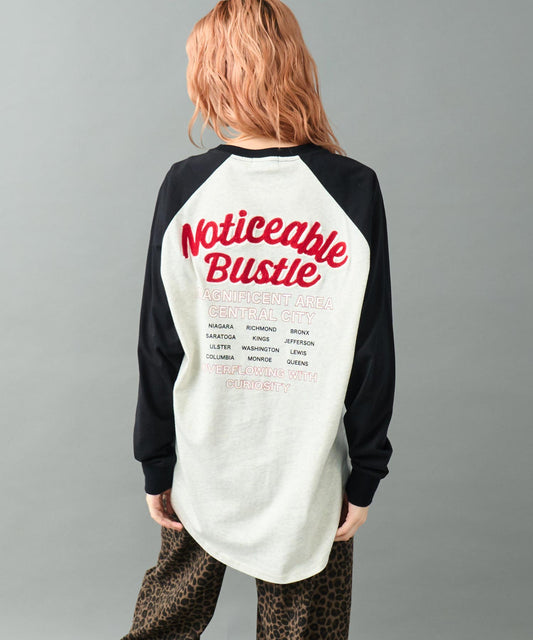 チェーン刺繍 バックプリント ラグラン ビッグ ロングスリーブ Tシャツ 793-9342