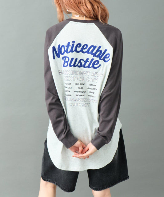 チェーン刺繍 バックプリント ラグラン ビッグ ロングスリーブ Tシャツ 793-9342