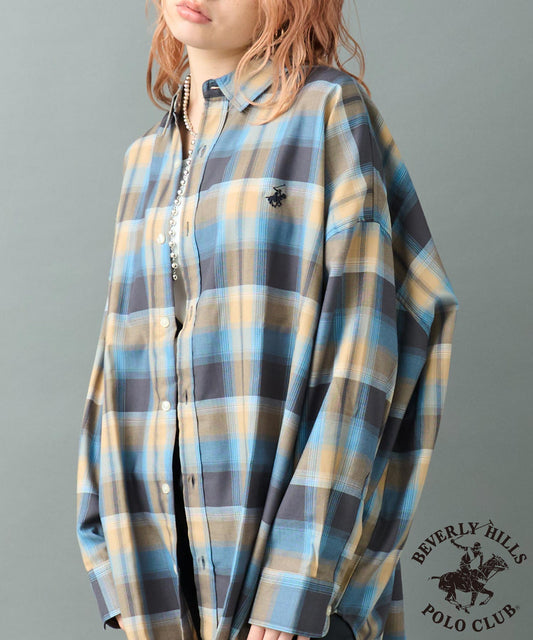 【BEVERLY HILLS POLO CLUB】ルーズ シルエット チェック シャツ 793-9349