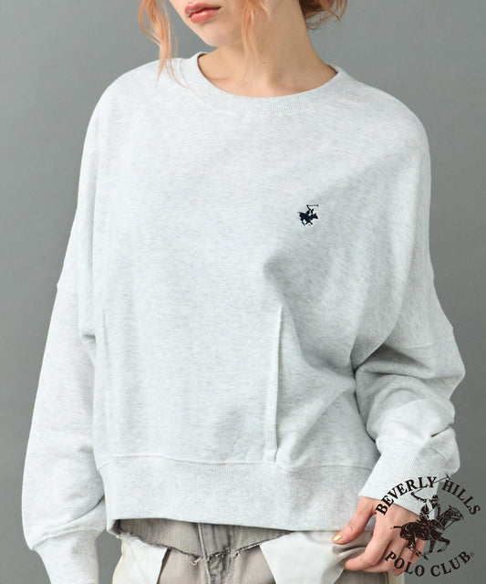 【BEVERLY HILLS POLO CLUB】裾ダーツ クロップド クルーネック スウェット トップス 793-9350