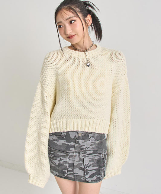 ロービング 天竺 ショート丈 ルーズシルエット ニット 793-9353