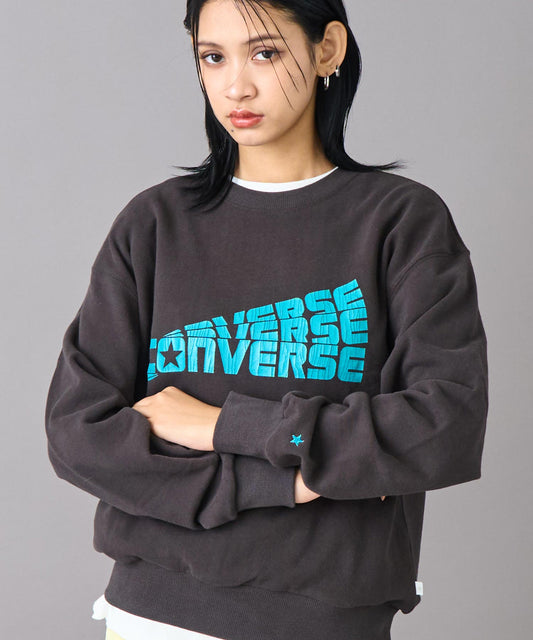 【CONVERSE】ピーチ裏毛 クラックロゴ スウェット トップス 793-9354