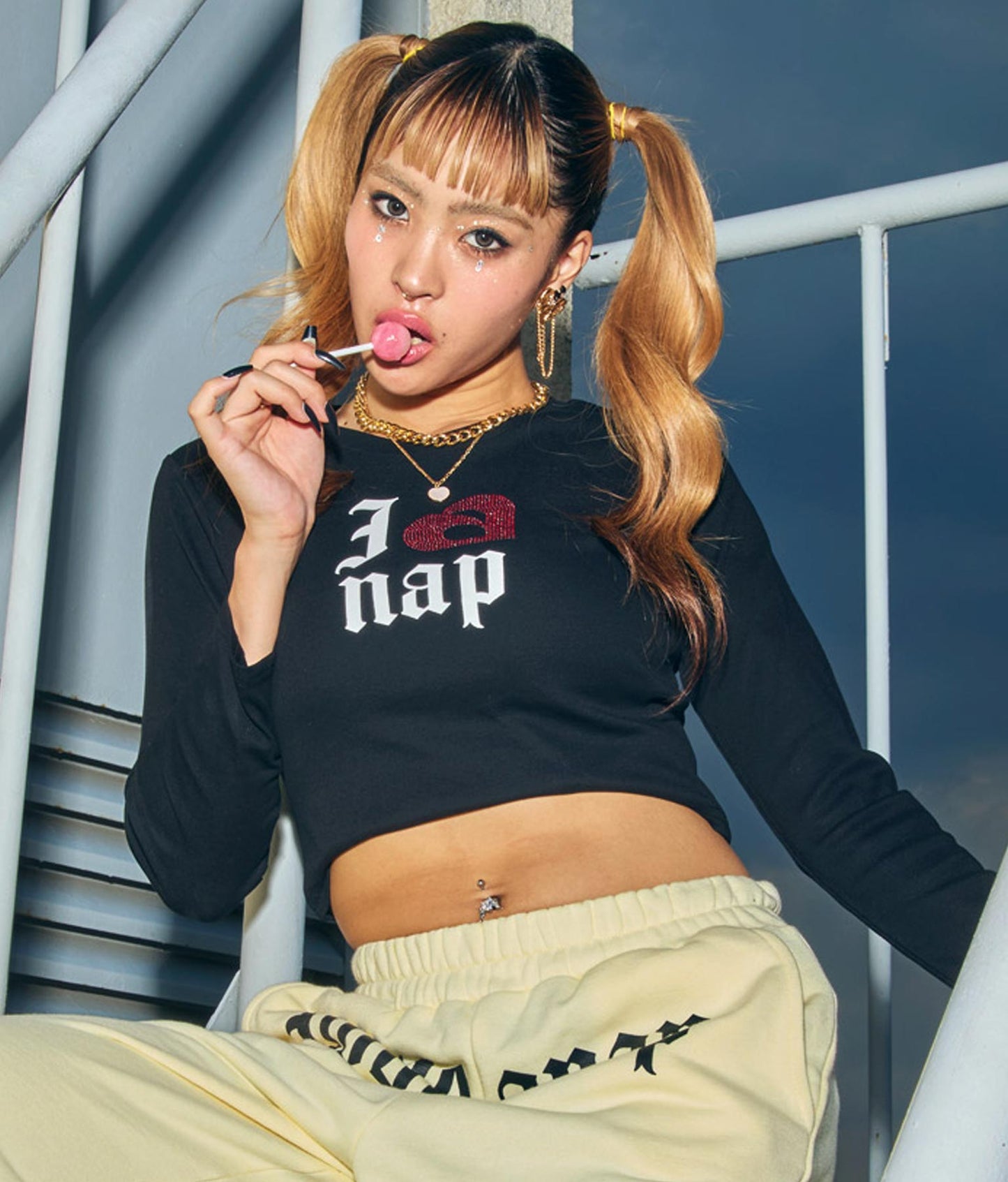 I LOVE anap ラインストーン プリント ロンT 793-9362